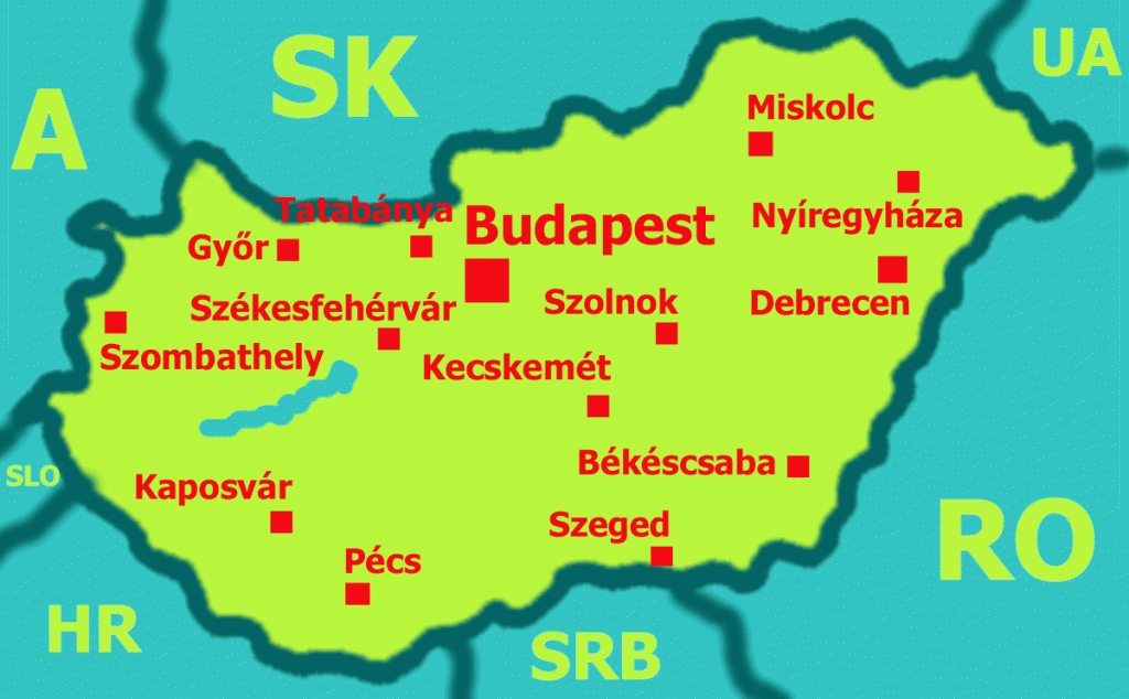 Hungary map - mapa Maďarska