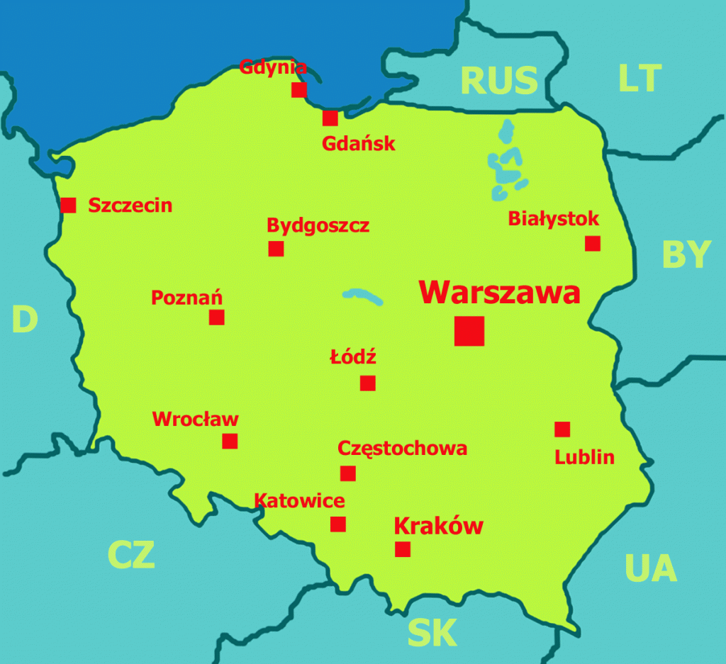 Poľsko mapa - Poland map